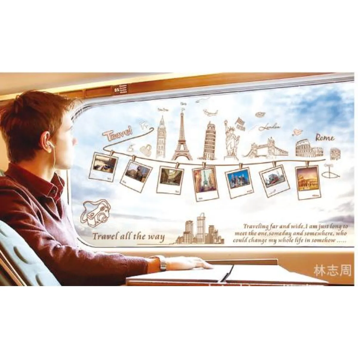 velika popularna zidna naljepnica love travel - slika 2