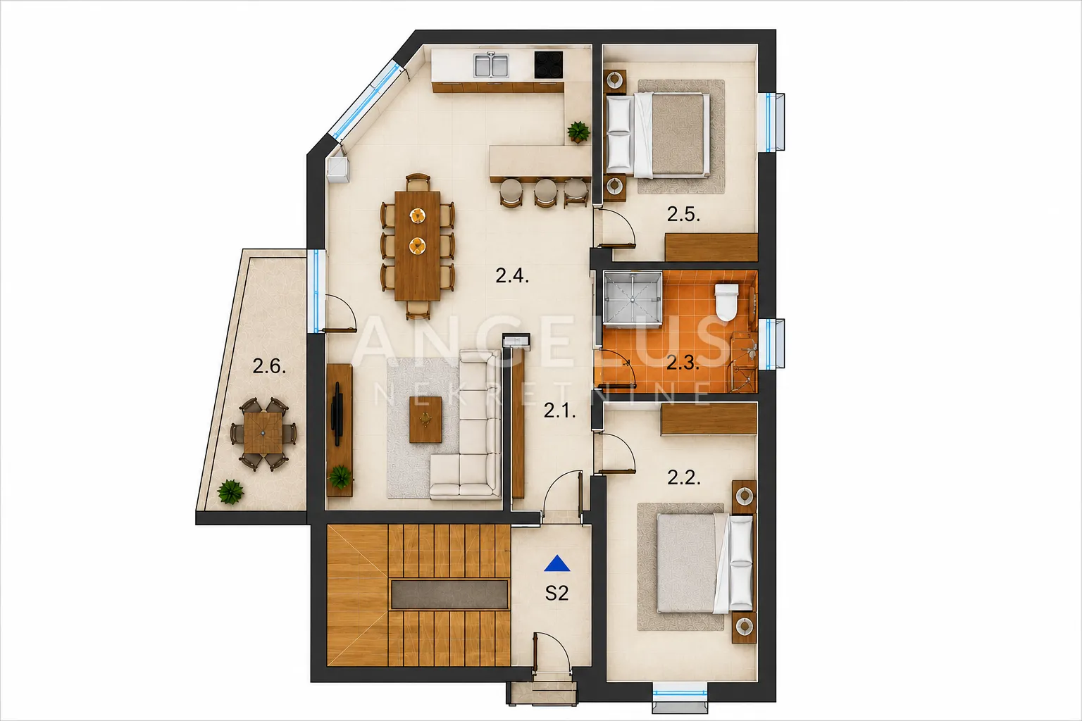 Istra, Pula - dvosoban stan u izgradnji, 73m²