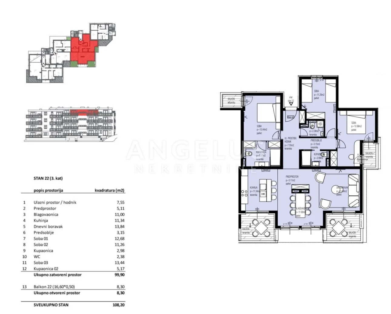trogir, seget - stan u novogradnji sa pogledom na more, 108.20 m2 - slika 2