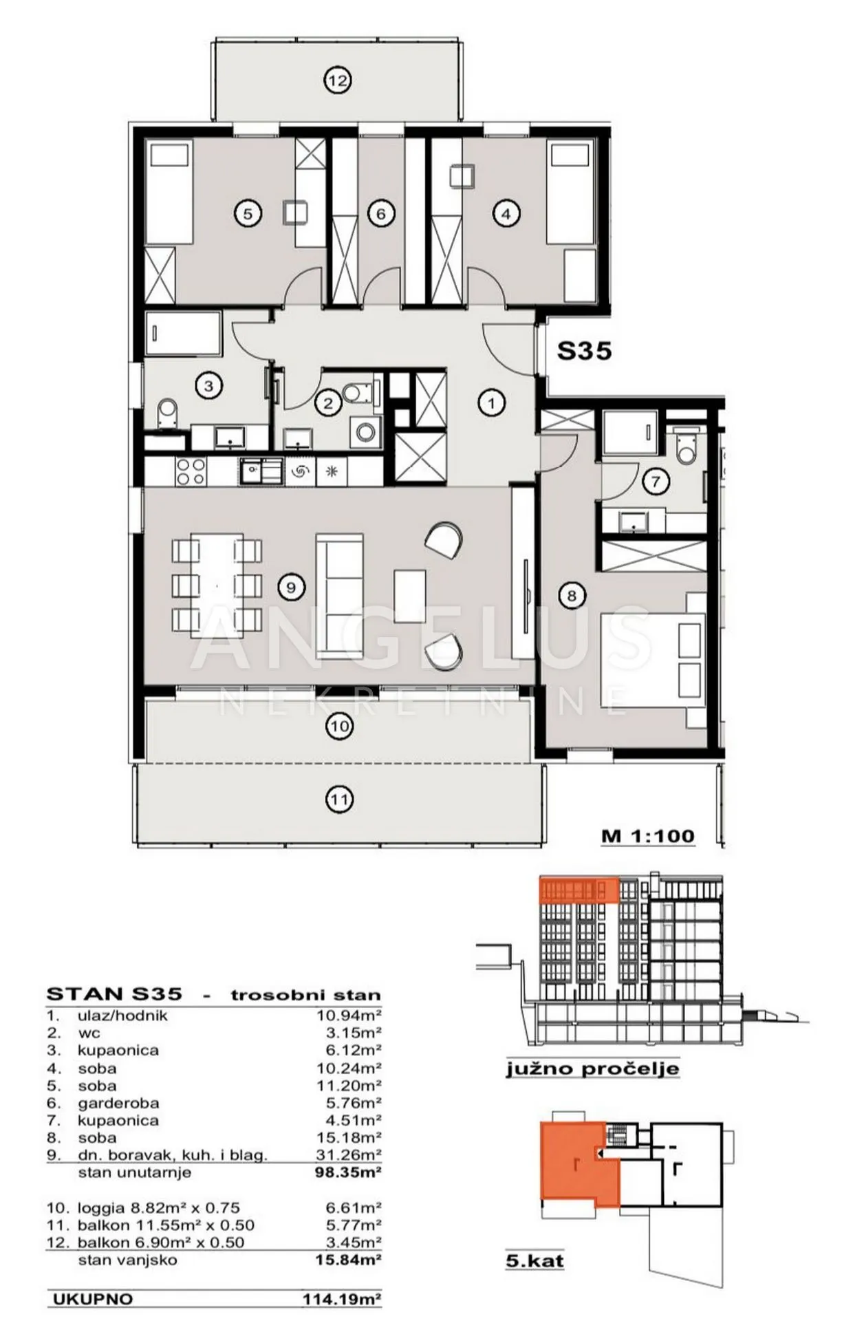 split, žnjan - trosoban stan u novogradnji, 114.19 m2 - slika 2