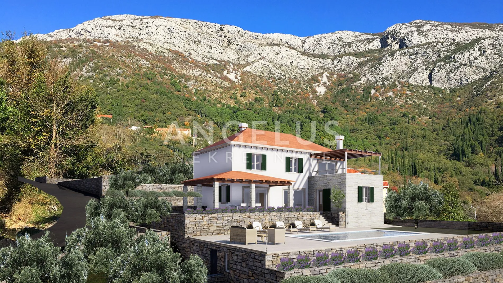 konavle, ljuta – građevinsko zemljište s građevnom dozvolom za vilu s bazenom – prodaja - slika 4