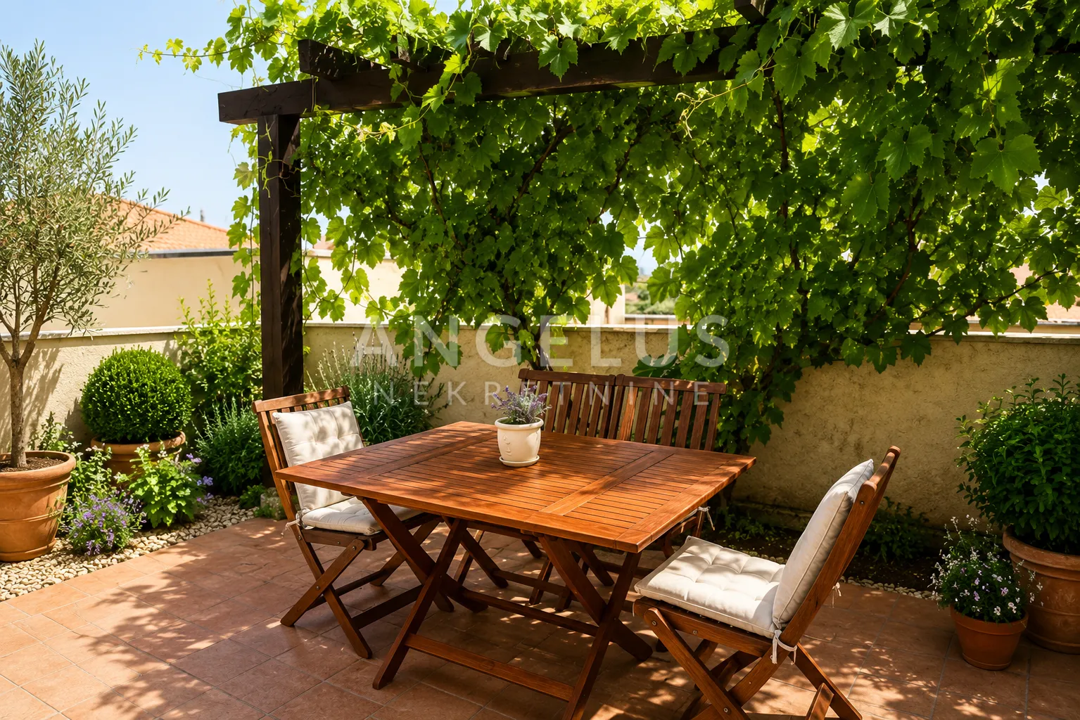Istra, Ližnjan - stan dvorištem i terasom, pogled na more, 70m2