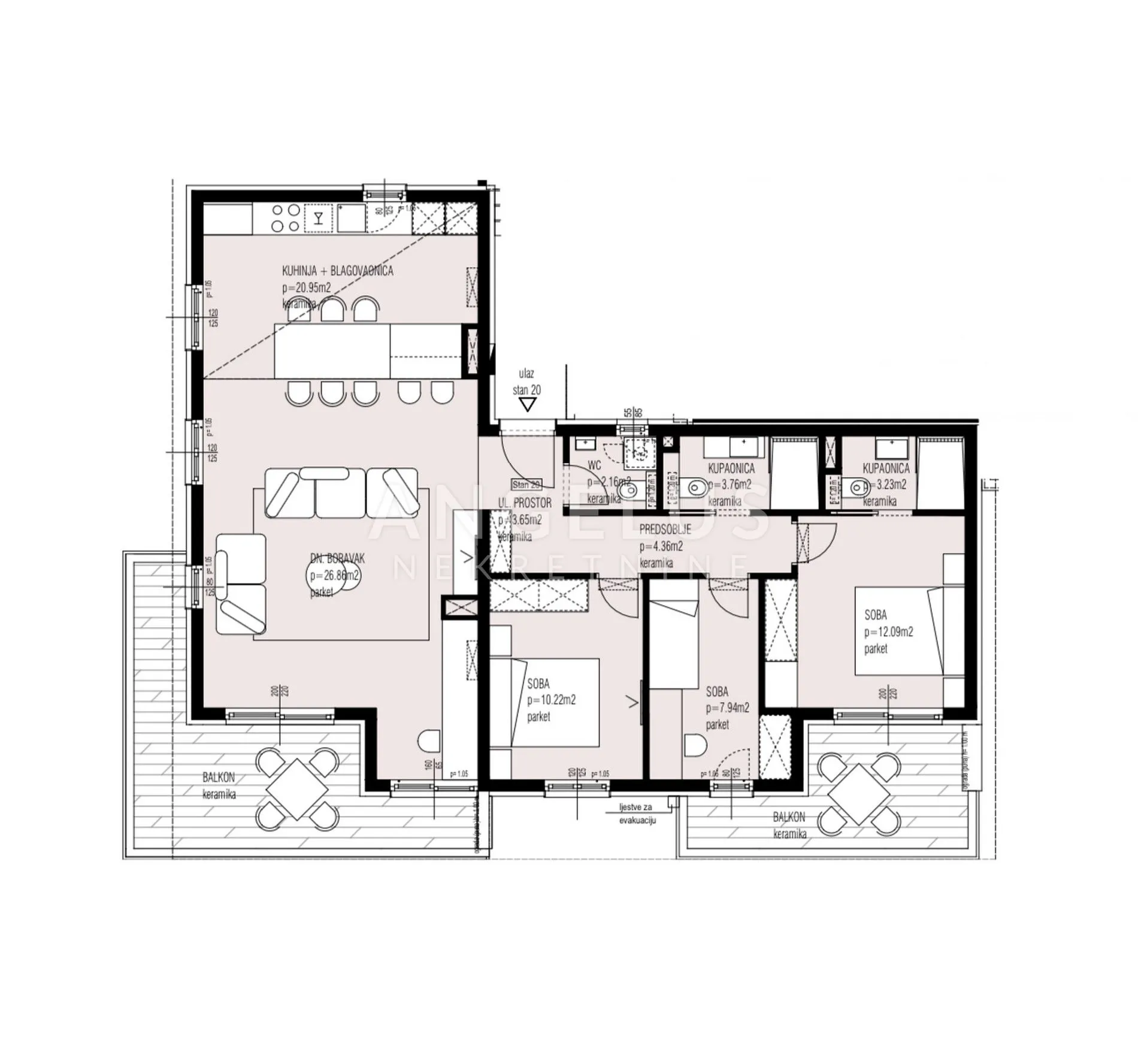 trogir, seget - stan u novogradnji sa pogledom na more, 106.56 m2 - slika 2