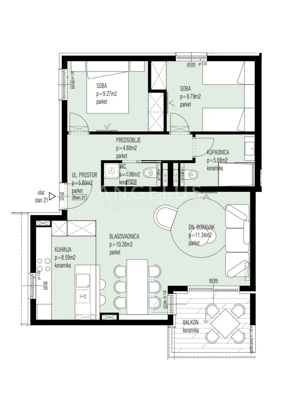 trogir, seget - stan u novogradnji sa pogledom na more, 70.17 m2 - slika 4