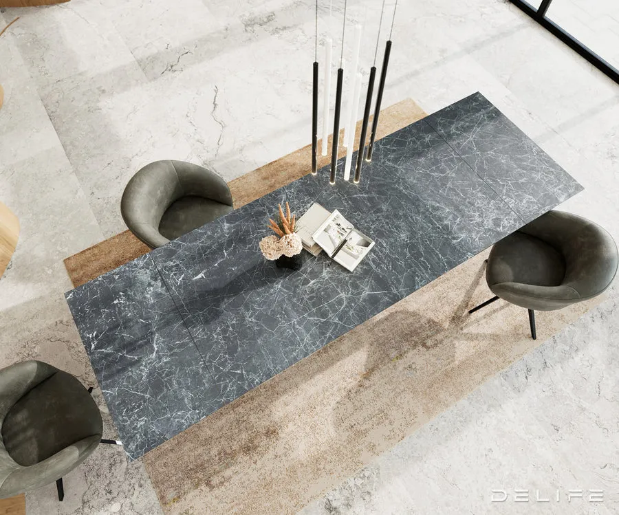 blagovaonski stol edge, 200/300x100, materijal: keramika laminam nero - slika 5