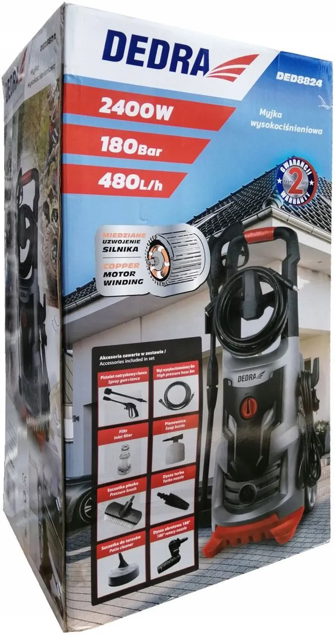 visokotlačni perač 120/180 bara / 2400 w - 480 l/h , crijevo 8m - slika 2