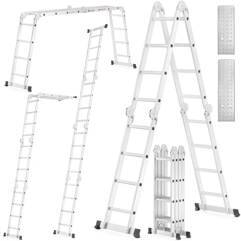 Višenamjenske zglobne aluminijske ljestve 4x4 + platforma 4,6 m 150 kg - Prelog