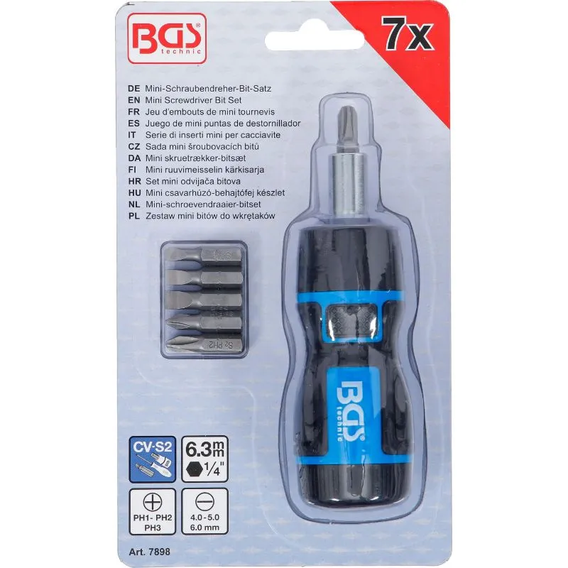 set mini bitova za odvijač s reverzibilnom čegrtaljkom 1/4" | 7 kom - slika 3