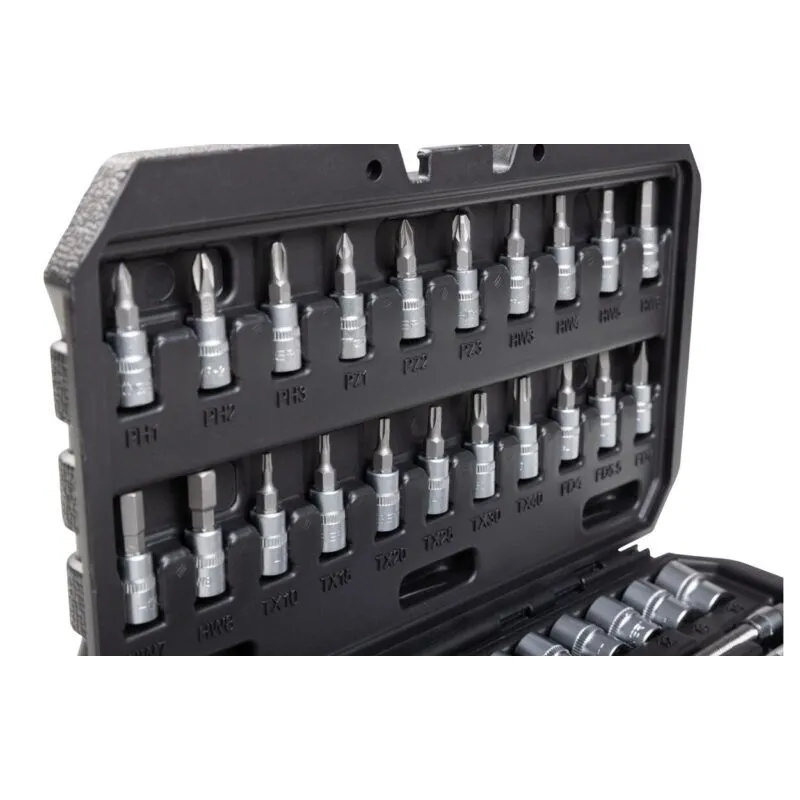 set nasadnih ključeva i bit nastavaka 1/4", 46 kom, cr-v - slika 3