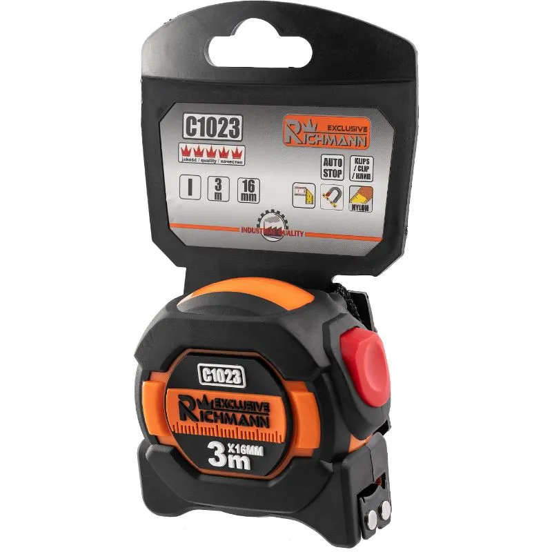 potezni metar,dvostrani, autostop, 3m x 16mm - slika 2
