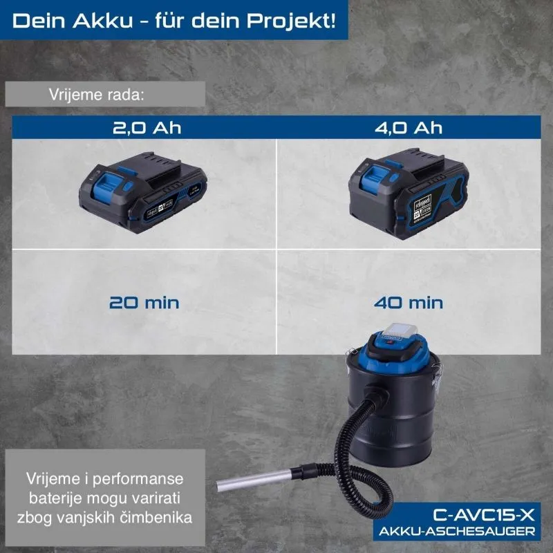 c-avc15-x aku usisavač za pepeo, 15 l, 20v - slika 8