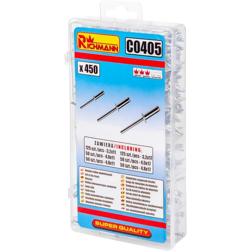 set od 450 komada aluminijskih slijepih zakovica u različitim veličina - slika 4