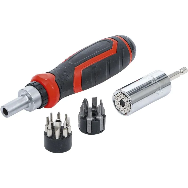 set preciznih bitova čegrtaljkom i 1/4" nasadnim ključem | 17 kom - slika 1