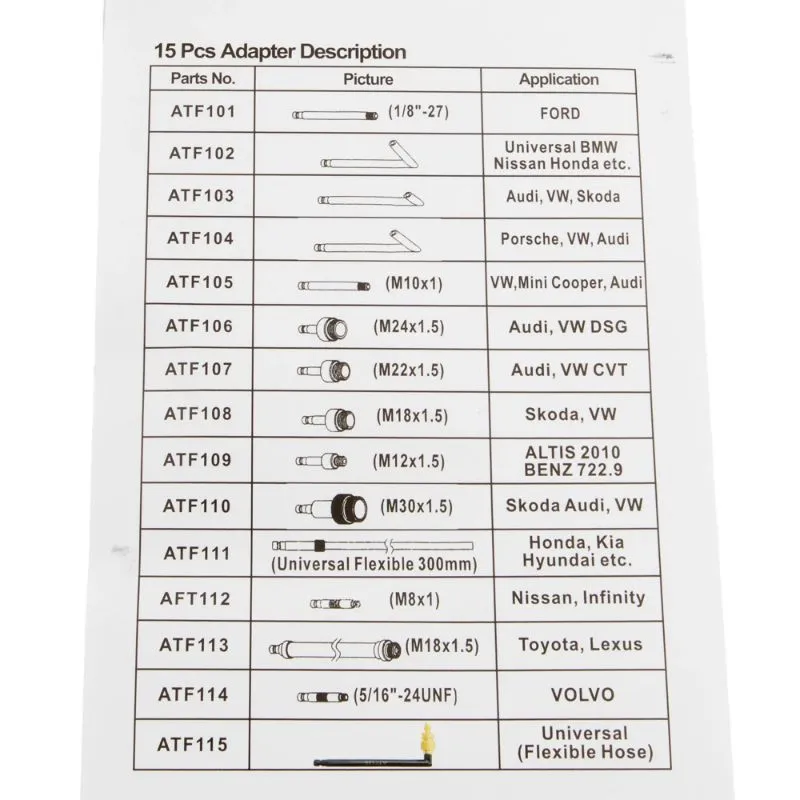 sustav za punjenje ulja u mjenjaču (atf) s 8 adaptera - slika 7