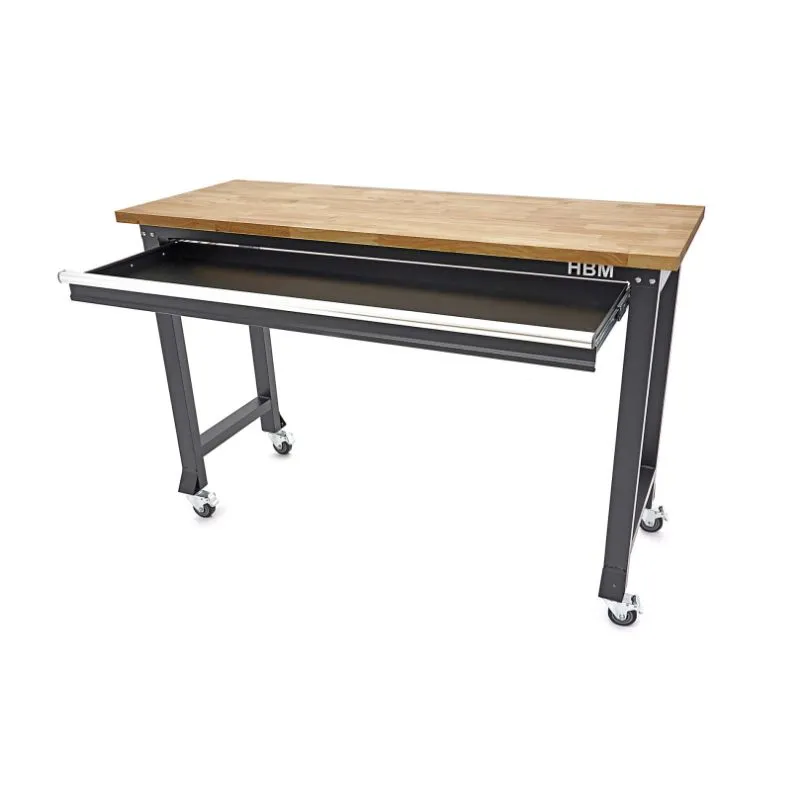 mobilni radni stol s radnom pločom od punog drveta, 152 cm - slika 2