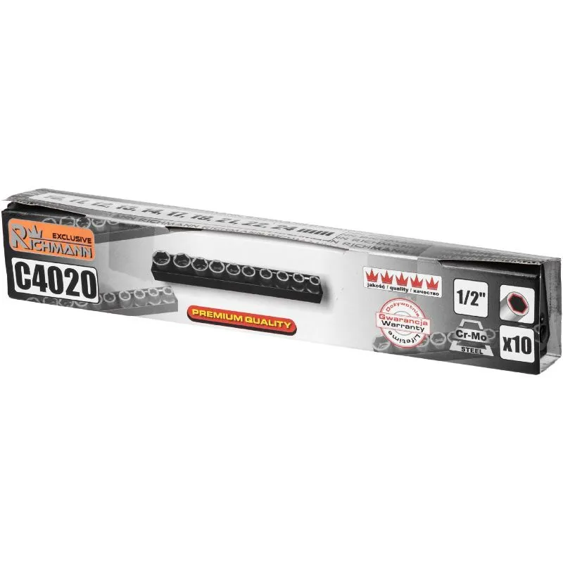 set udarnih kratkih nasadnih ključeva od 10 do 24 mm, 1/2" - slika 2