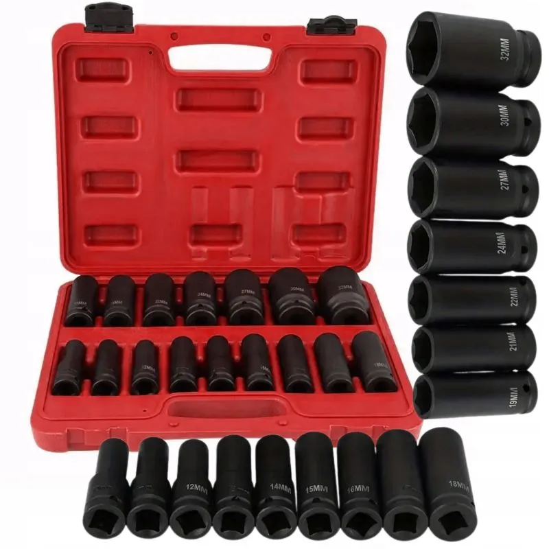 udarni nasadni ključevi dugi i kratki 1/2", 16 kom 10-32 mm - slika 2