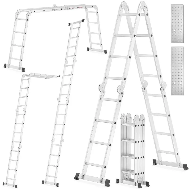 višenamjenske zglobne aluminijske ljestve 4x4 + platforma 4,6 m 150 kg - slika 2