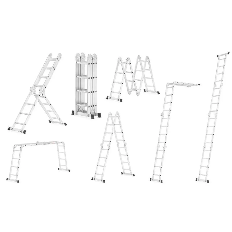 višenamjenske zglobne aluminijske ljestve 4x4 + platforma 4,6 m 150 kg - slika 3