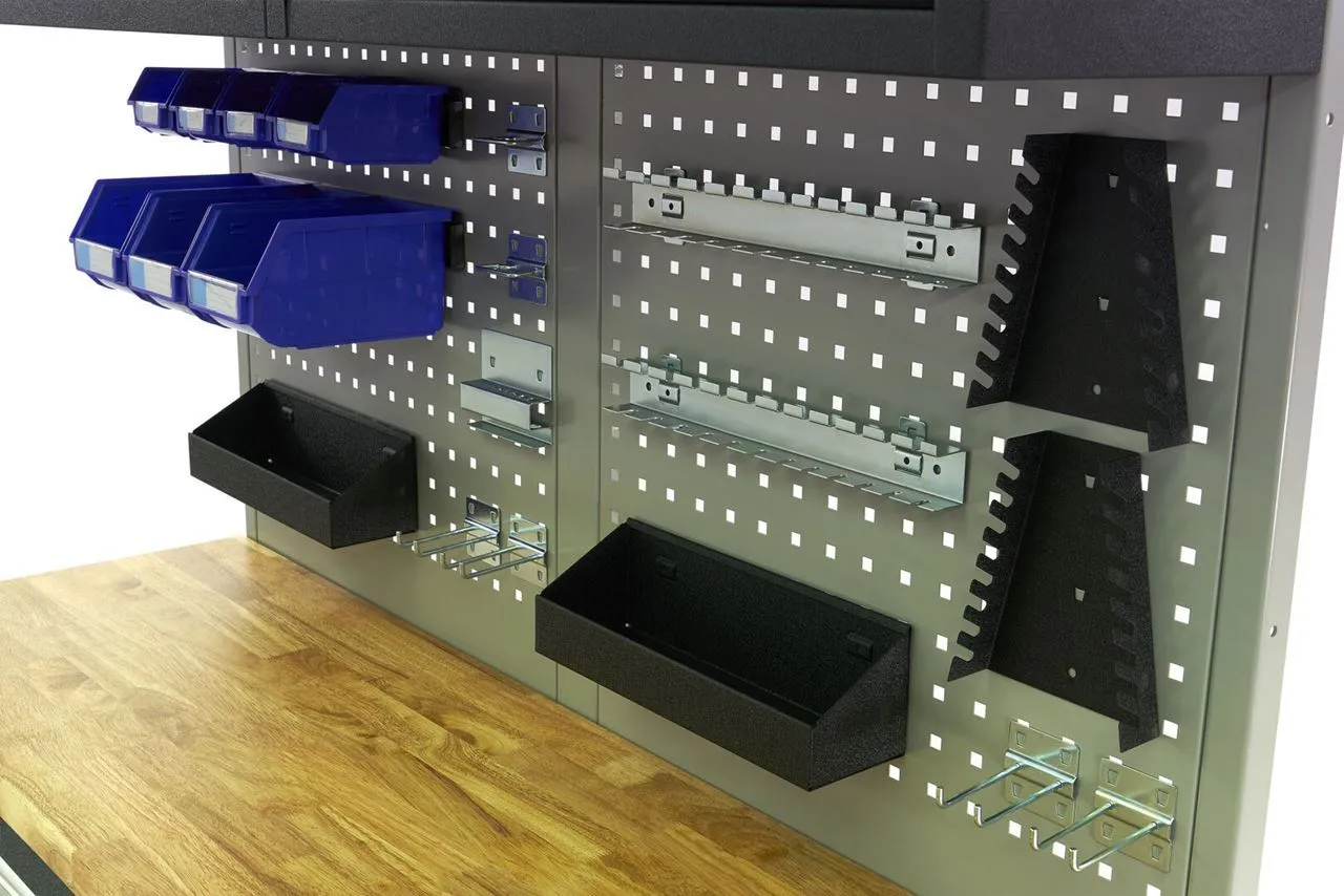kolica za alat s zidnim panelom i ormarom 136cm - slika 12
