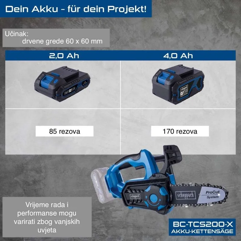 bc-tcs200-x akumulatorska motorna pila 20 v, 20 cm, 7 m/s - slika 2