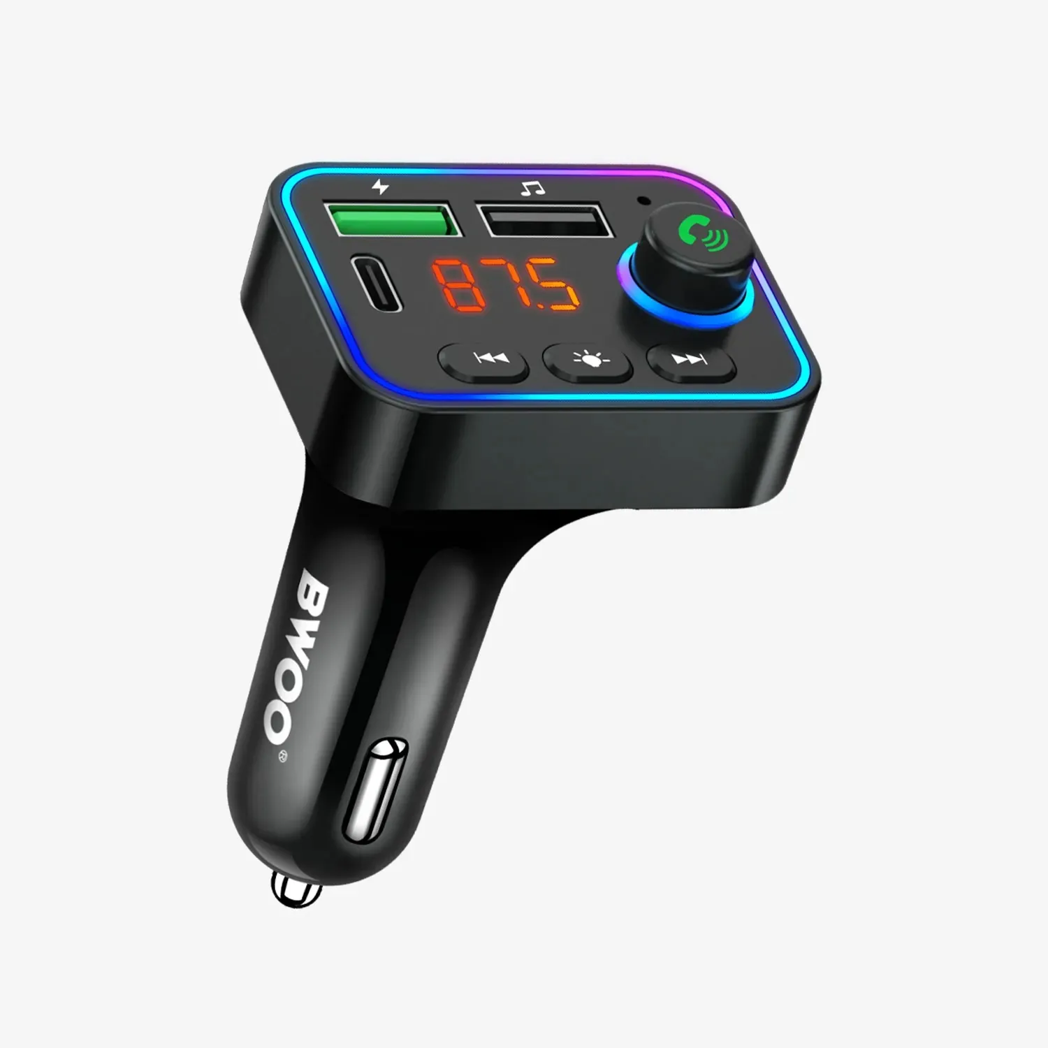 auto punjač s 3 porta (usb-a + usb-c) i radio fm transmiterom, bluetooth 5.3 handsfree - slika 4