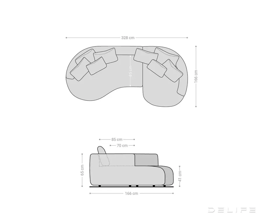 sofa edina 328x166cm, materijal: strukturirana tkanina - slika 9