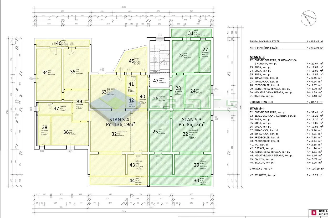 mandre-četverosoban stan 146,71 m2 na prvom katu + 2 pm - slika 10