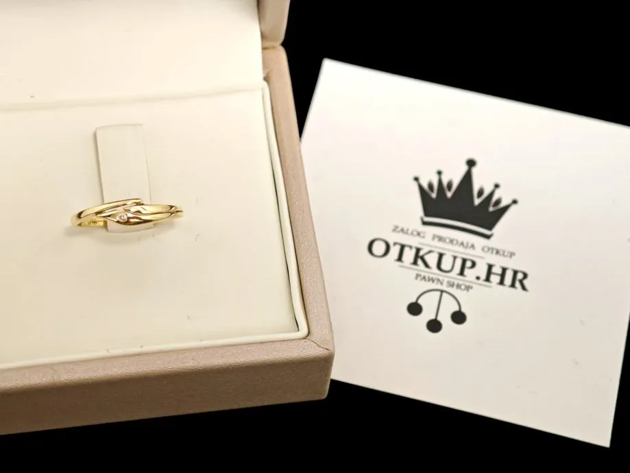 zlatni prsten 1.50g 14k s dijamantom / r1, rate !! - slika 4