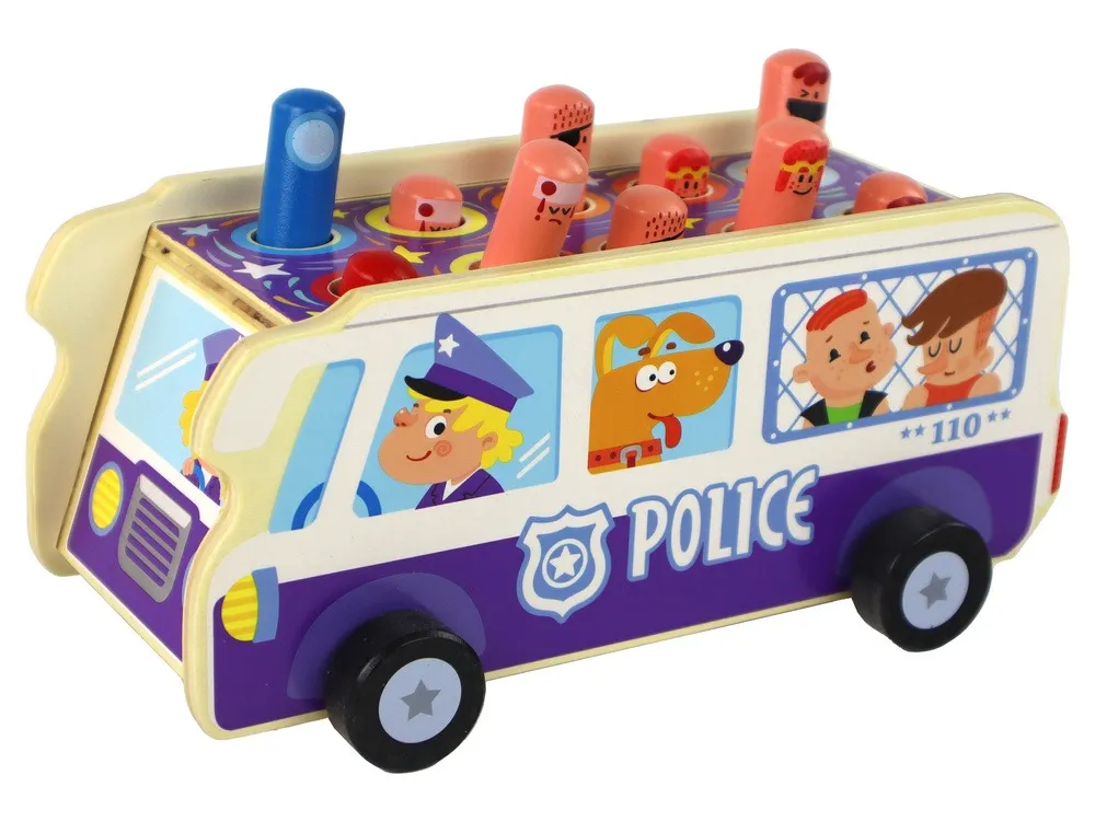 drvena arkadna igra dodgeball - policijski autobus - slika 2