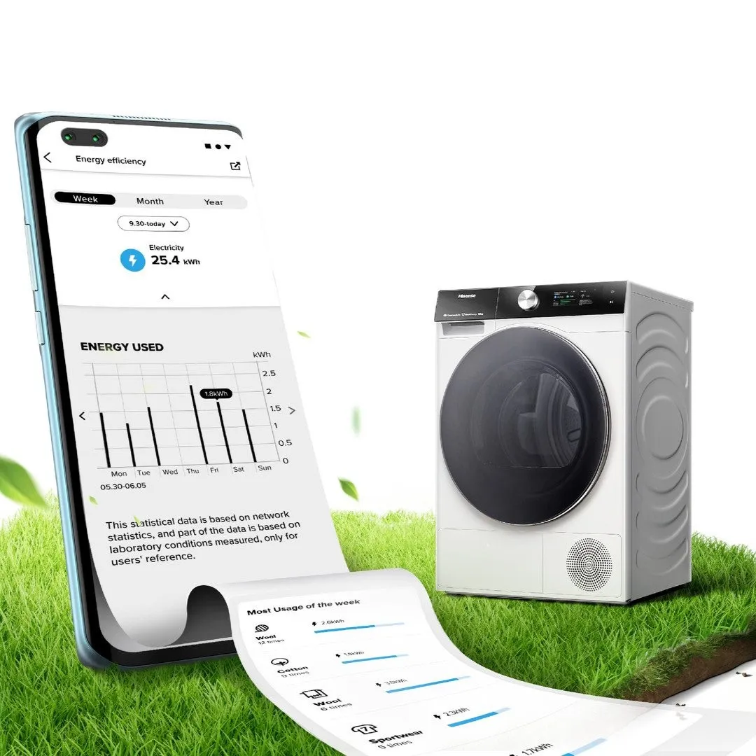 hisense sušilica s toplinskom pumpom dh7s107bw dinamički tft zaslon os - slika 6
