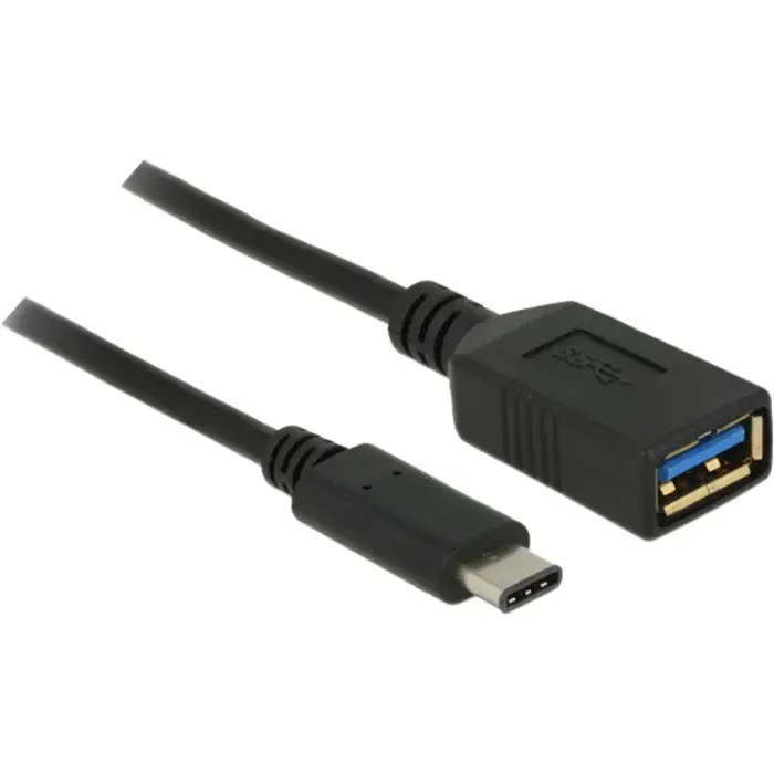 delock usb 3.2 gen 1 adapter, usb-c male > usb-a female (black, 15cm) - slika 2