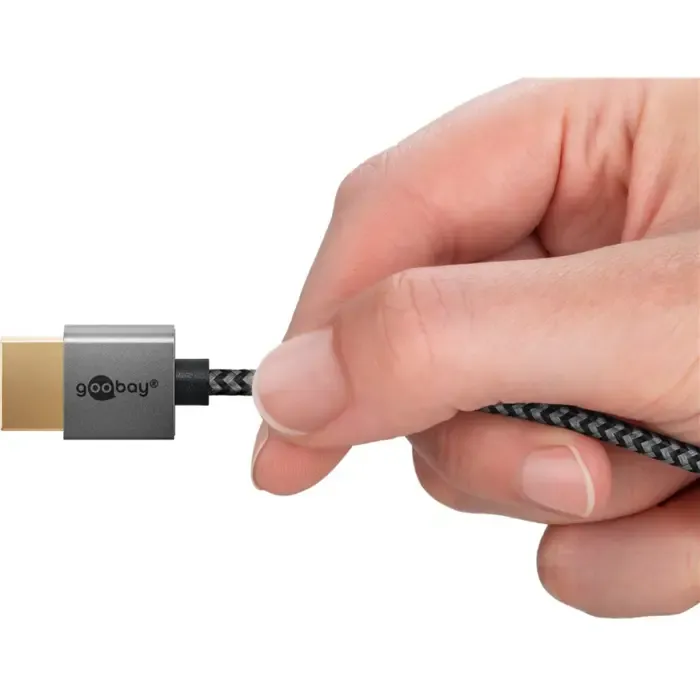 goobay plus slim high speed hdmi cable with ethernet, 8k @ 60hz (grey, 2 meters) - slika 5