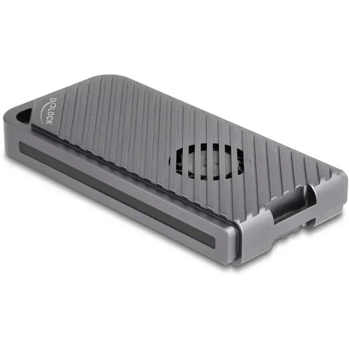 delock drive enclosure m.2 nvme usb 40 gbps gaming style (gray, tool-free, with led and fan) - slika 2