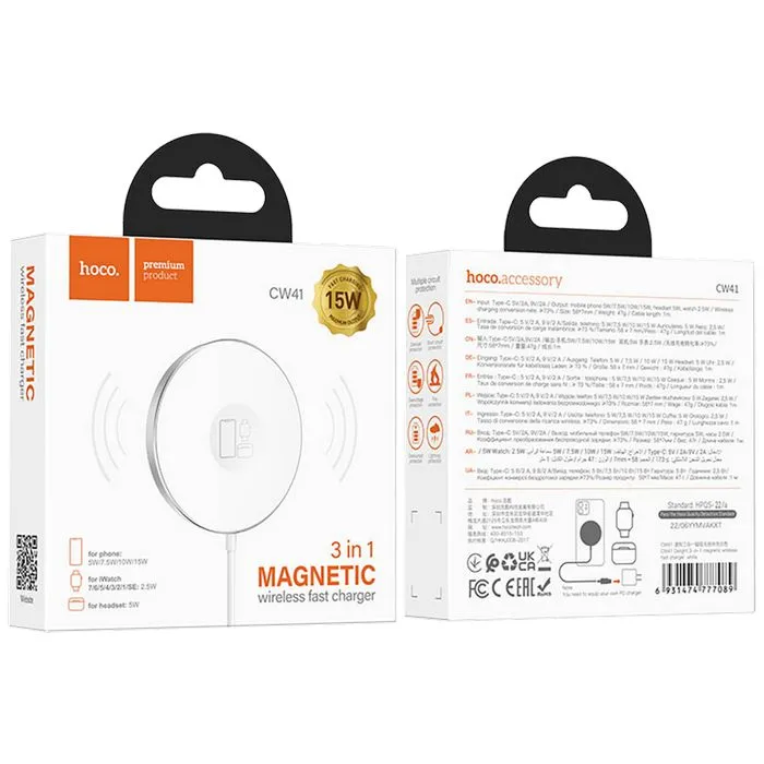 hoco. punjač kućni, bežični, 3u1, 15 w - cw41 delight - slika 2