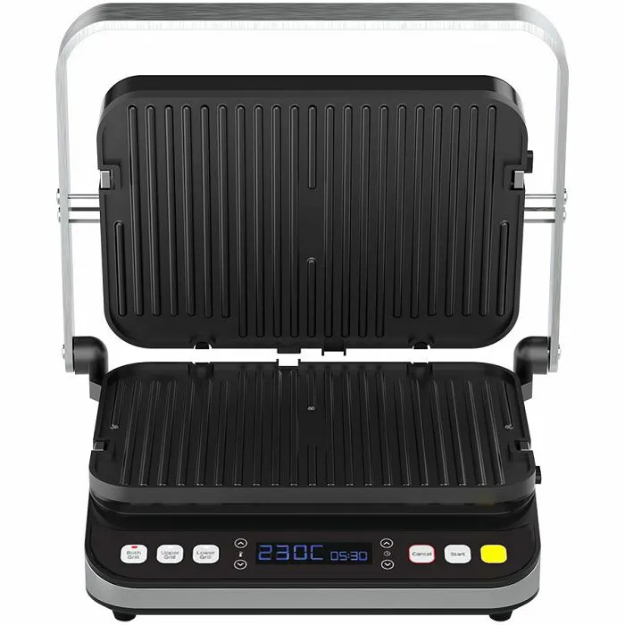 aeno electric grill eg1: 2000w, 3 heating modes - upper grill, lower grill, both grills defrost, max opening angle -180°, temperature regulation, timer, removable double-sided plates, plate size 32 - slika 3