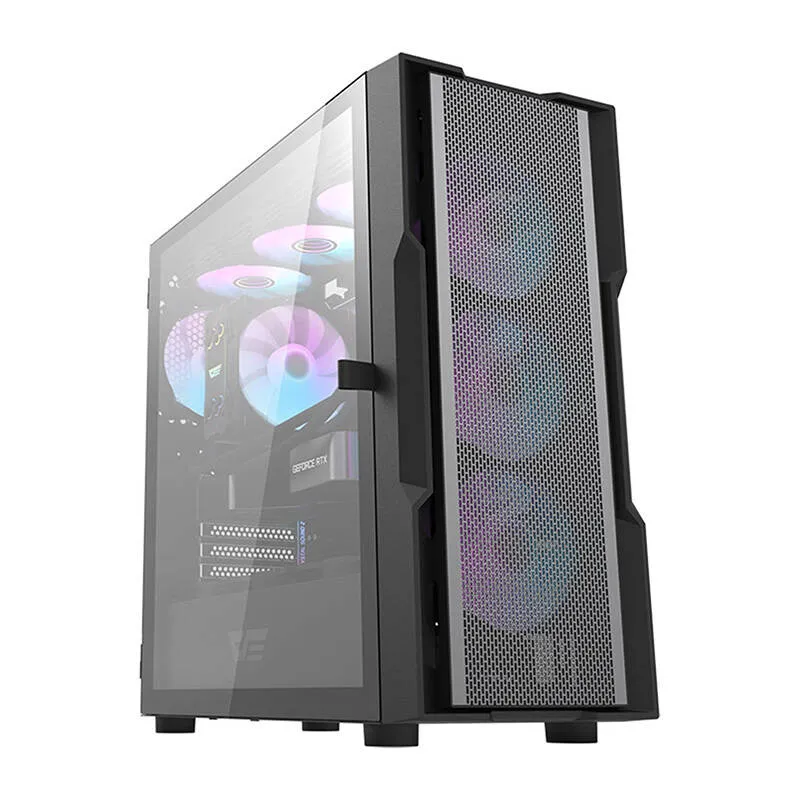 darkflash dk431 mesh computer case (black) + 4 argb fans - slika 1