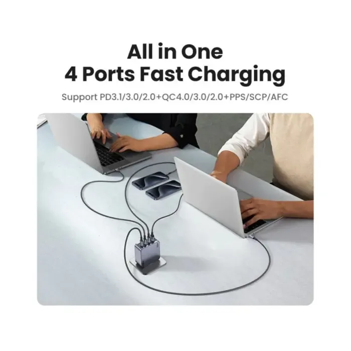 ugreen nexode pro, 160w, 3x usb-c, usb-a, usb-c kabel, gan, sivi - slika 4