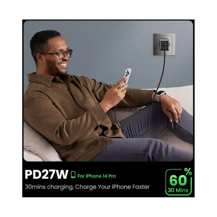 ugreen nexode pro, 65w, 2x usb-c, usb-a, usb-c kabel, gan, sivi - slika 5