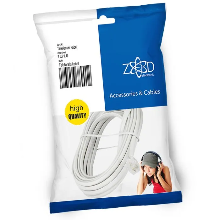 zed electronic telefonski kabel sa konektorima, dužina 1 metar - tc/1,0 - slika 2