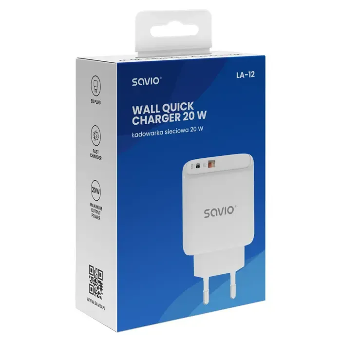 savio la-12 mobile device charger universal white ac fast charging indoor - slika 2