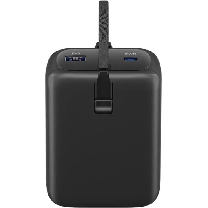 goobay power bank 20,000 mah, integrated usb-c cable 13cm, 30 watts black, 20 ah, 1x usb-a, 2x usb-c, pd, qc - slika 2