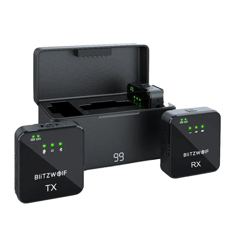 blitzwolf wireless microphone, bw-sx63, 1000mah (black) - slika 2