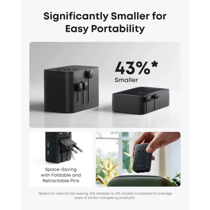 anker nano travel adapter 5-in-1, 20w, black - slika 4
