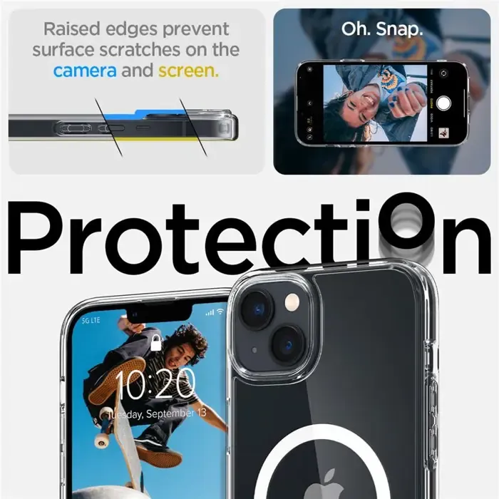 spigen crystal hybrid magsafe, zaštitna maska za telefon, prozirno-bijela - iphone 14 plus (acs04656) - slika 3
