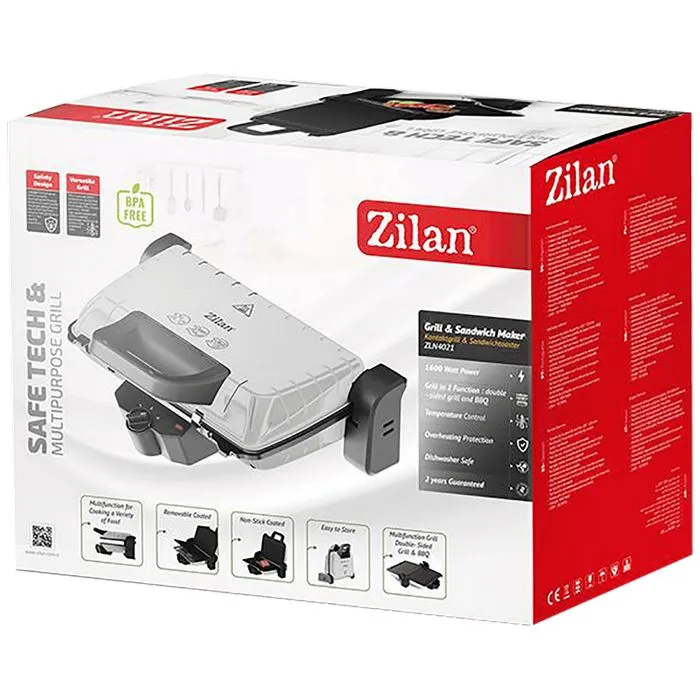 zilan grill kontaktni, 2u1, 1600 w, siva - zln4021 gy - slika 5