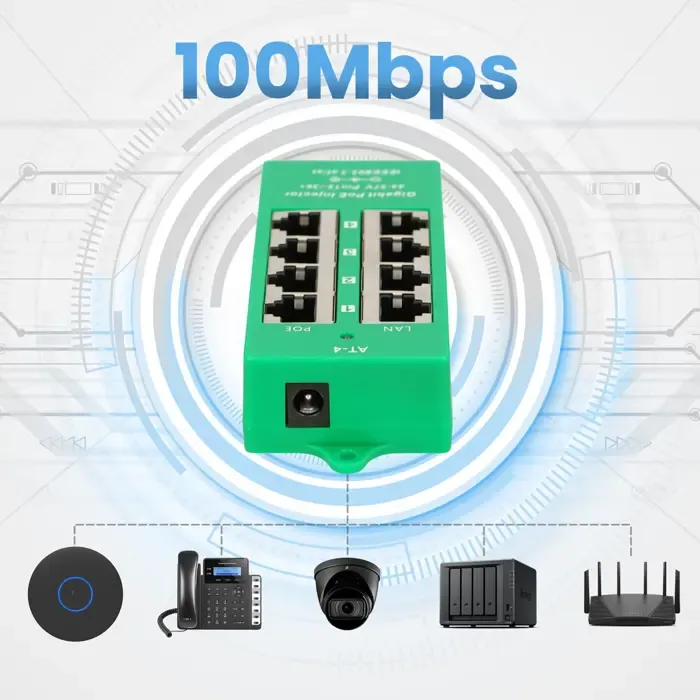 extralink gigabit poe injector 4 portowy active, 4 ports gigabit 802.3at/af, mode a - slika 3