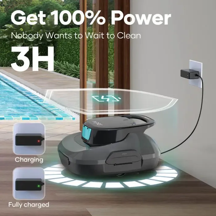aiper scuba se battery robot pool vacuum cleaner, gray - slika 3