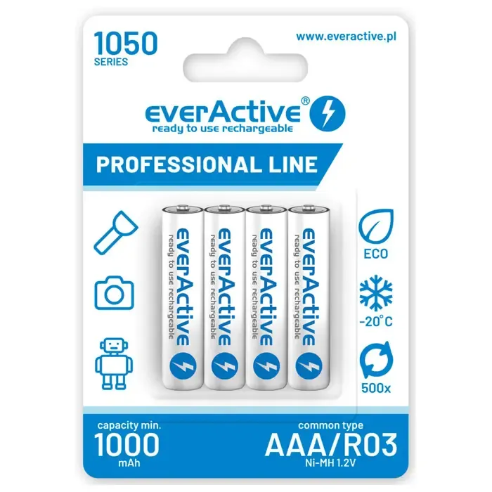 rechargeable batteries everactive ni-mh r03 aaa 1050 mah professional line - slika 1