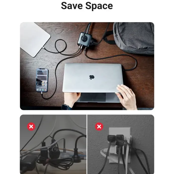 ugreen diginest cube, 65w, 3x šuko, 2x usb-c, 2x usb-a, 1.8m, crno sivi - slika 5